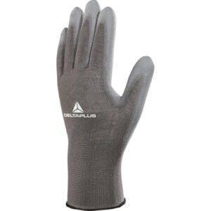 Guante Tejido 100% POLIAMIDA gris - baño en palma y dedos en PU GRIS - Galga 13 - DeltaPlus