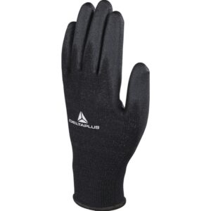 Guante Tejido 100% POLIESTER baño en palma y dedos en PU NEGRO - Galga 13 - DeltaPlus