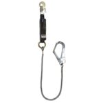 Cabo de vida en cable de acero de 6mm  1,5mtsAmortiguador de caída - Mosquetón de 55mm