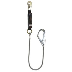 Cabo de vida en cable de acero de 6mm  1,5mtsAmortiguador de caída - Mosquetón de 55mm