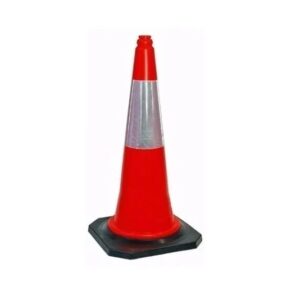 Cono Base Goma - 75cm - Rígido - Rojo - Reflectivo 20cm - Peso: 2,5kg - UCU