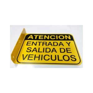 Cartel entrada y salida de vehiculos color amarillo doble faz con plegado - 3mm Espesor